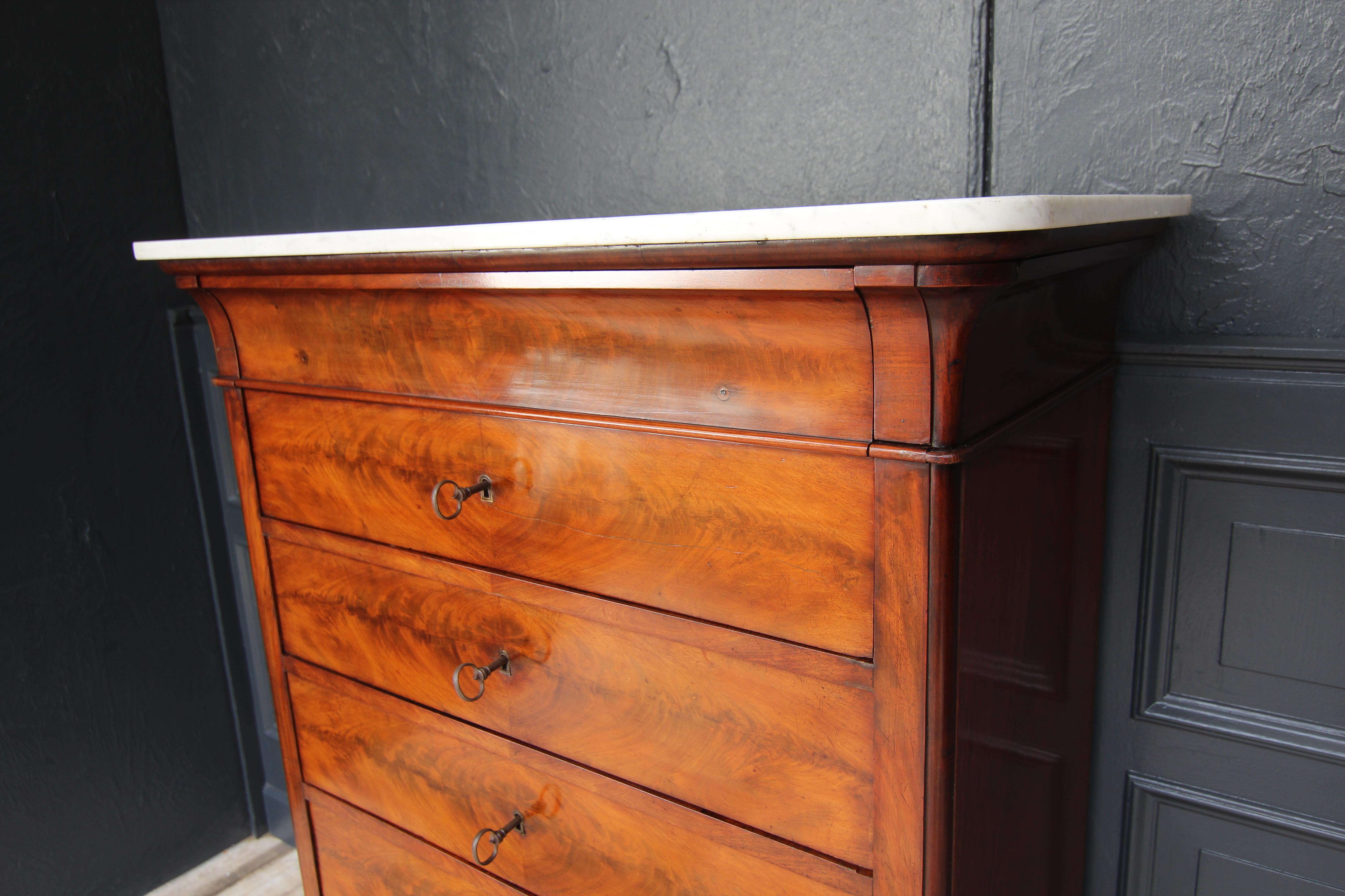 19th Century Louis Philippe Semainier High Chest of Drawers For Sale 1