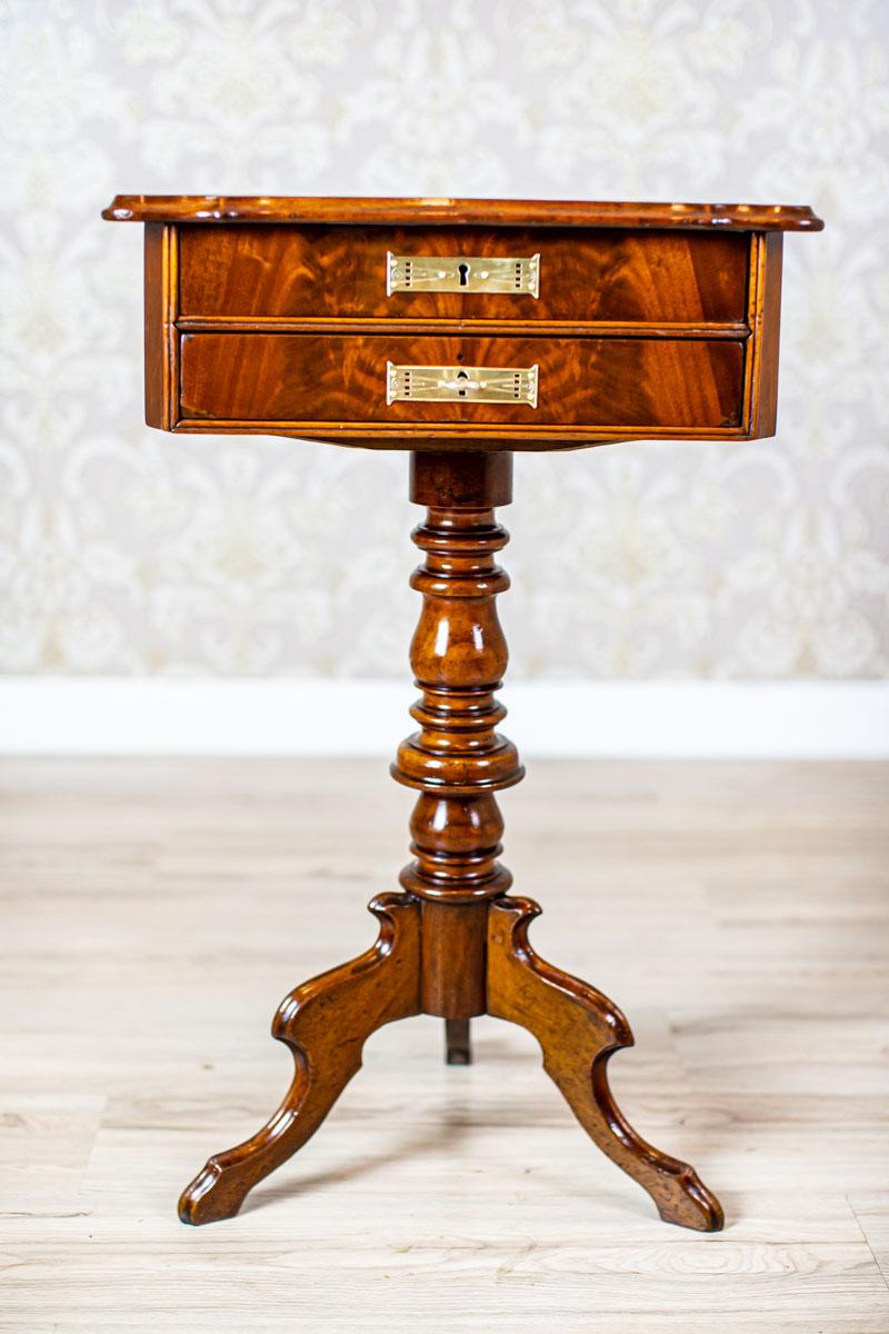 European 19th-Century Louis Philippe Sewing Table with Inlaid Top For Sale