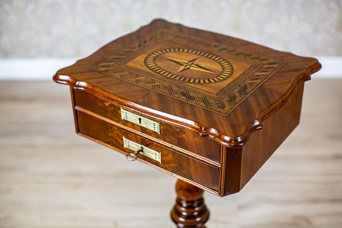 Wood 19th-Century Louis Philippe Sewing Table with Inlaid Top For Sale
