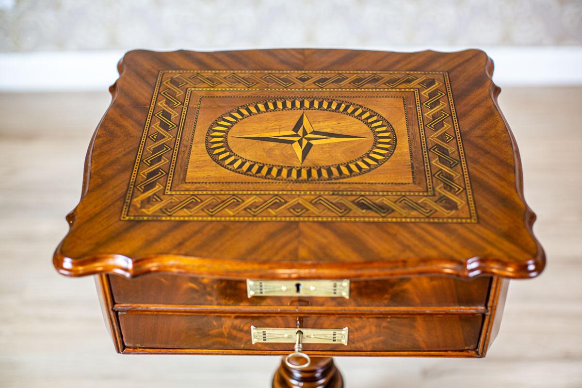 19th-Century Louis Philippe Sewing Table with Inlaid Top For Sale 1