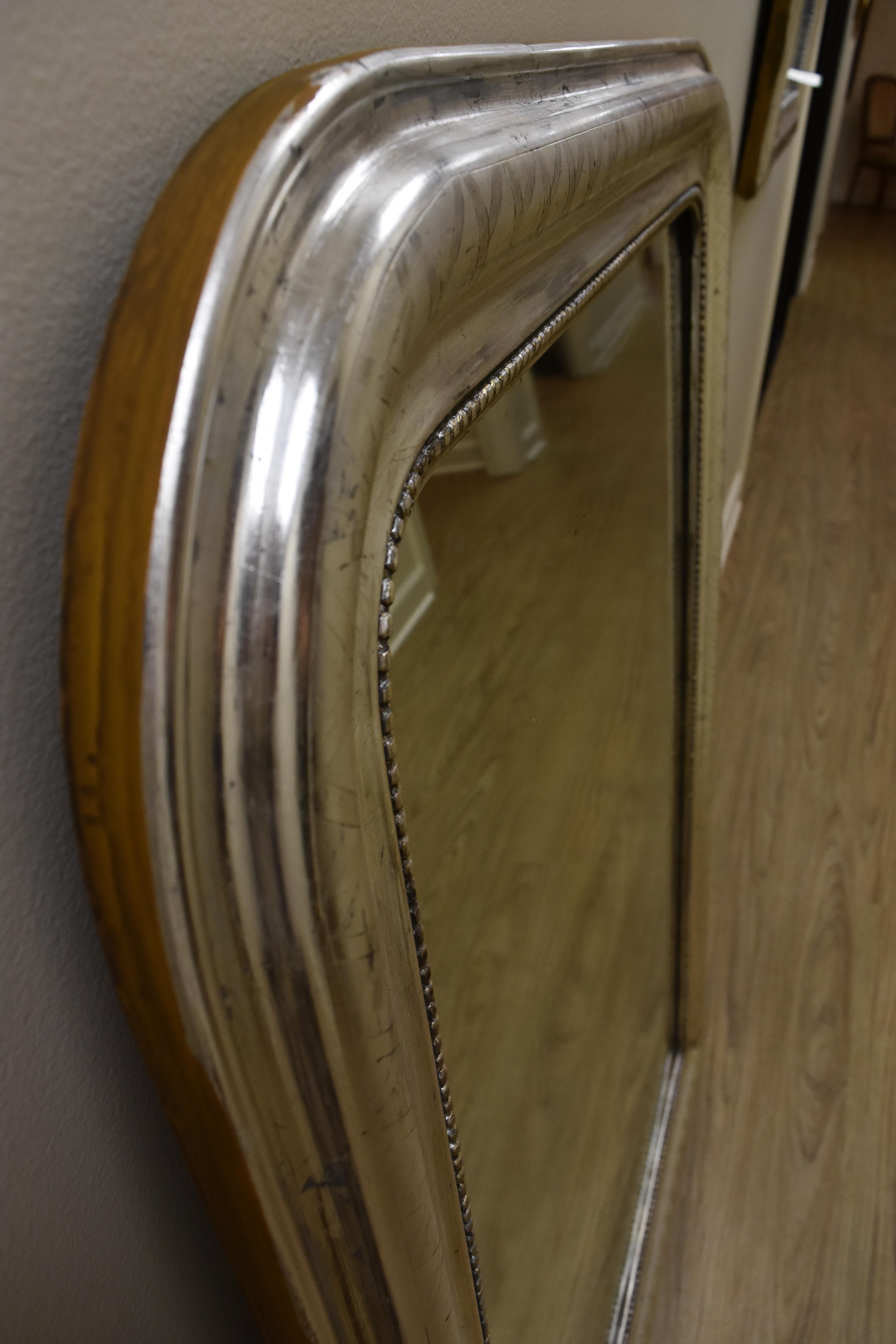 19th Century Louis Philippe Silver Leaf Mirror In Good Condition In Nashville, TN