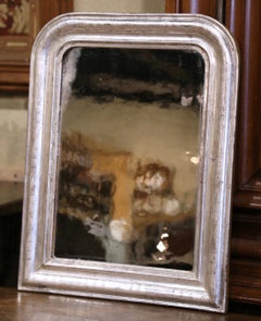 19th Century Louis Philippe Silver Leaf Mirror with Engraved Geometric Motifs