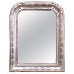 19th Century Louis Philippe Silver Leaf Mirror with Engraved Geometric Motifs