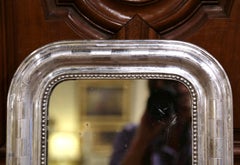 19th Century Louis Philippe Silver Leaf Petite Mirror with Engraved Stripe Decor