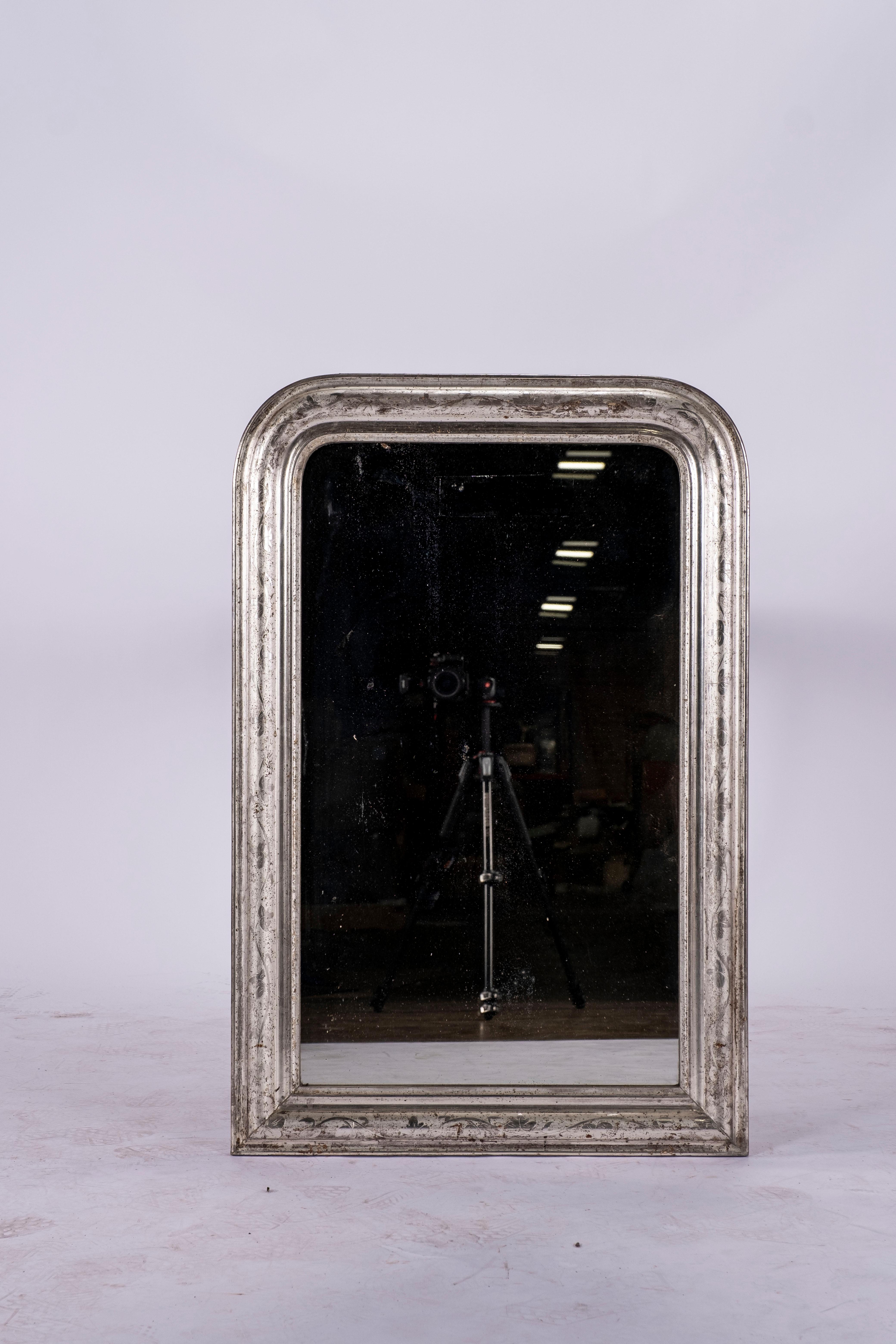 French 19th Century Louis Philippe Silver Mirror For Sale