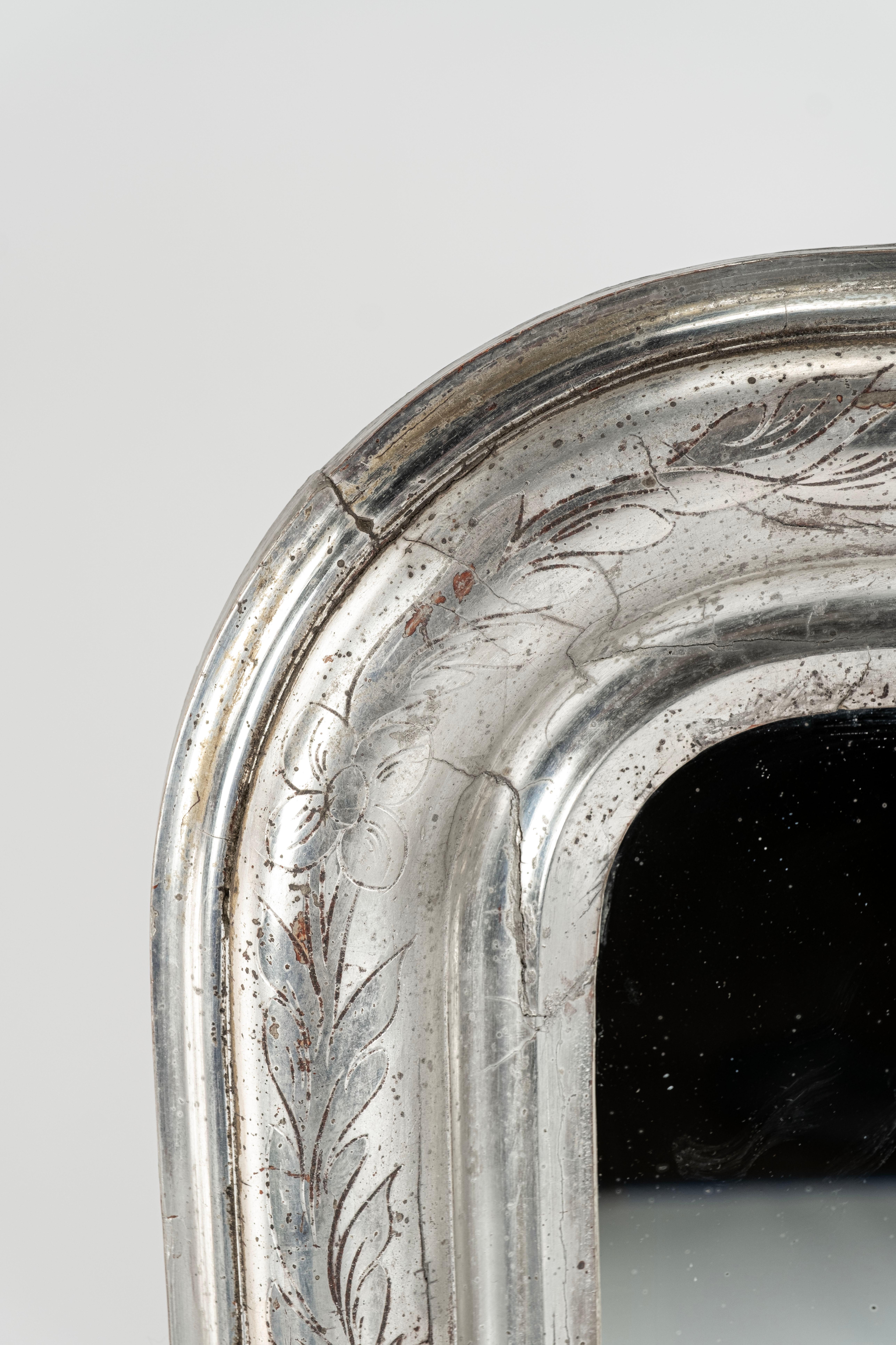 19th Century Louis Philippe Silver Mirror In Good Condition For Sale In Houston, TX