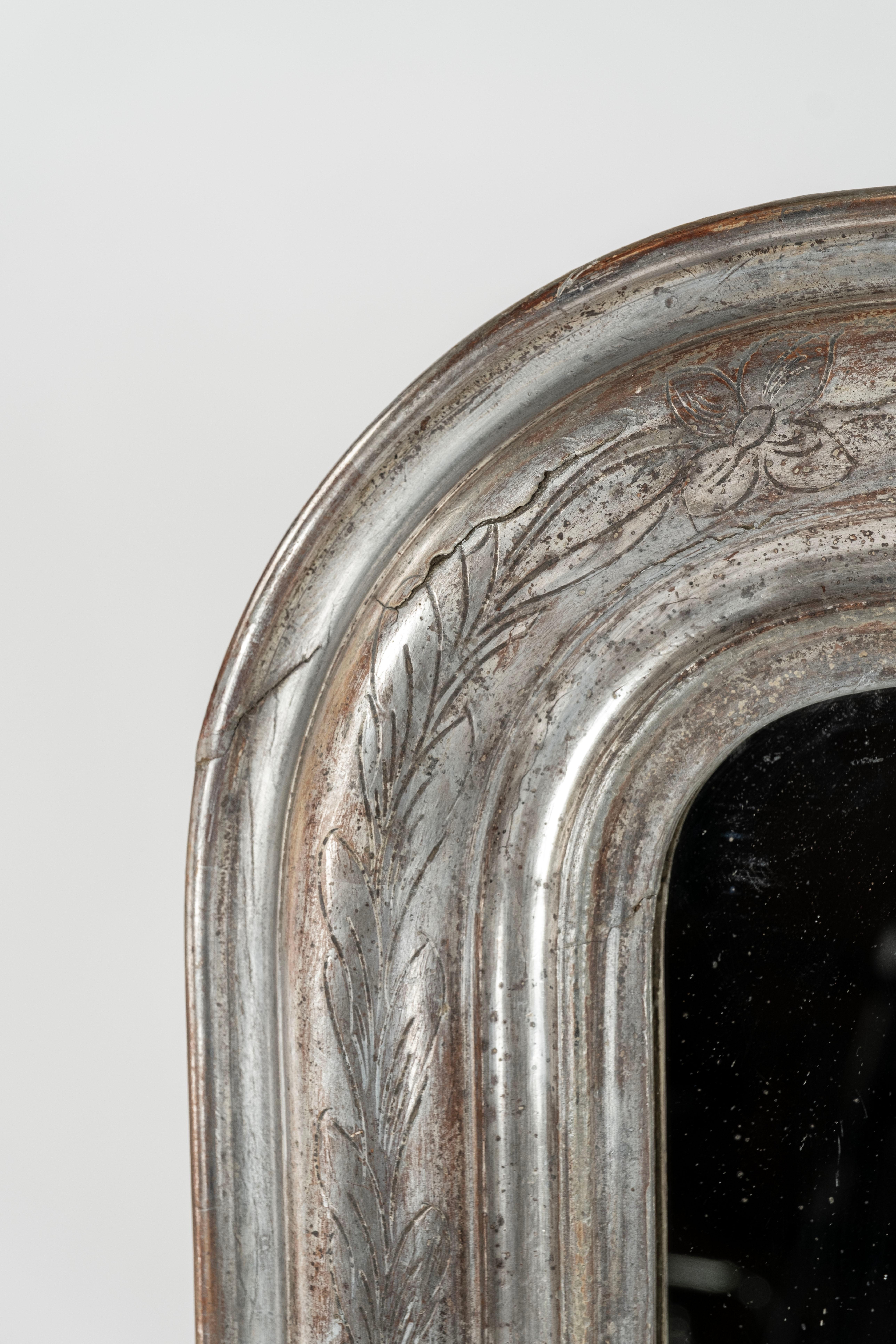 Vetro mercurizzato Specchio d'argento Louis Philippe del XIX secolo in vendita