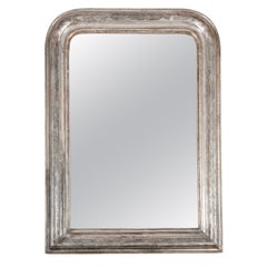 19th Century Louis Philippe Silver Mirror with Floral Pattern
