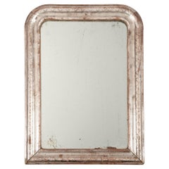 19th Century Louis Philippe Silver Mirror with X Pattern