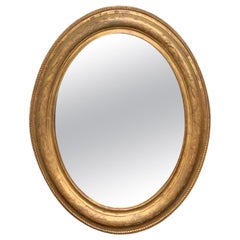 19th Century Louis Philippe Small Oval Giltwood Mirror