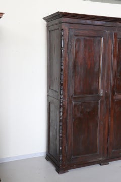 19th Century Louis Philippe Solid Poplar and Fir Wood Antique Large Wardrobe