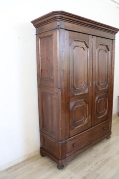 19th Century Louis Philippe Solid Poplar Wood Antique Wardrobe, Armoire