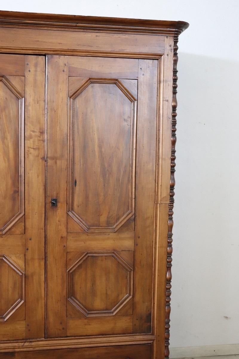 19th Century Louis Philippe Solid Poplar Wood Antique Wardrobe, Armoire In Good Condition For Sale In Casale Monferrato, IT