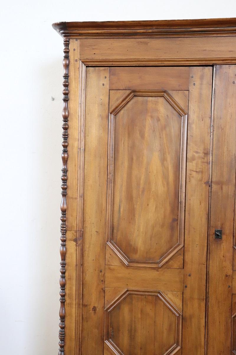 Mid-19th Century 19th Century Louis Philippe Solid Poplar Wood Antique Wardrobe, Armoire For Sale