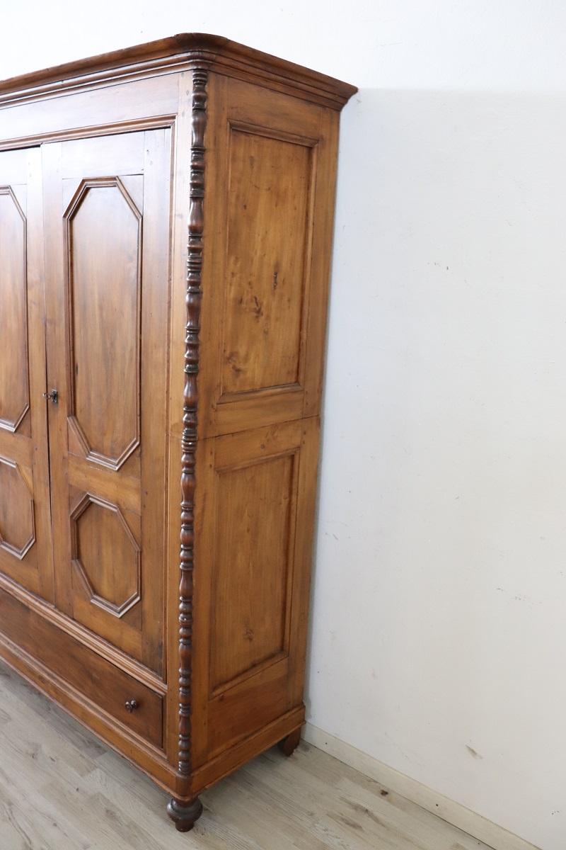 19th Century Louis Philippe Solid Poplar Wood Antique Wardrobe, Armoire For Sale 1