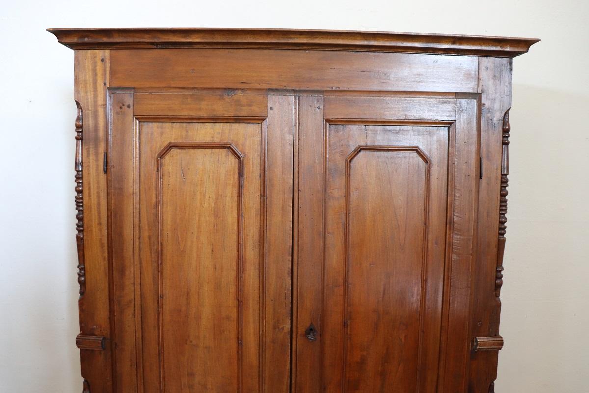 Milieu du XIXe siècle 19th Century Louis Philippe Solid Poplar Wood Antique Wardrobe, Armoire en vente