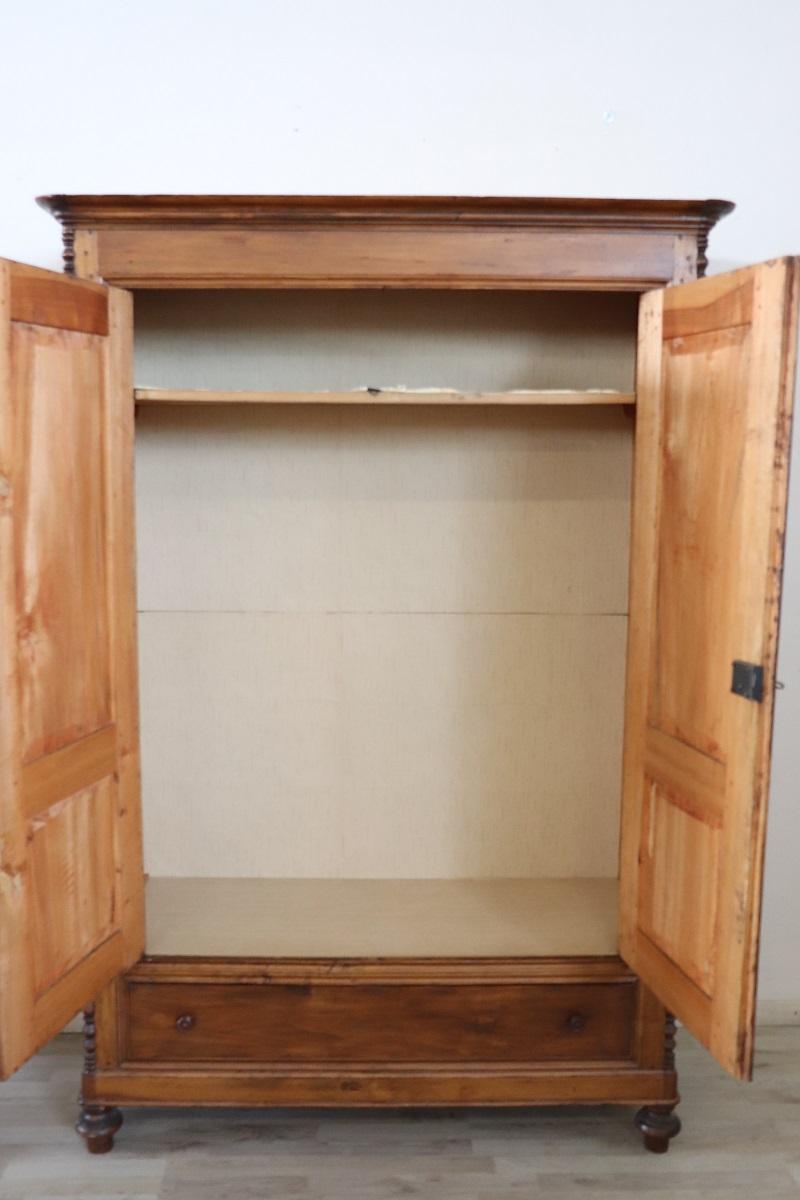 19th Century Louis Philippe Solid Poplar Wood Antique Wardrobe, Armoire For Sale 2