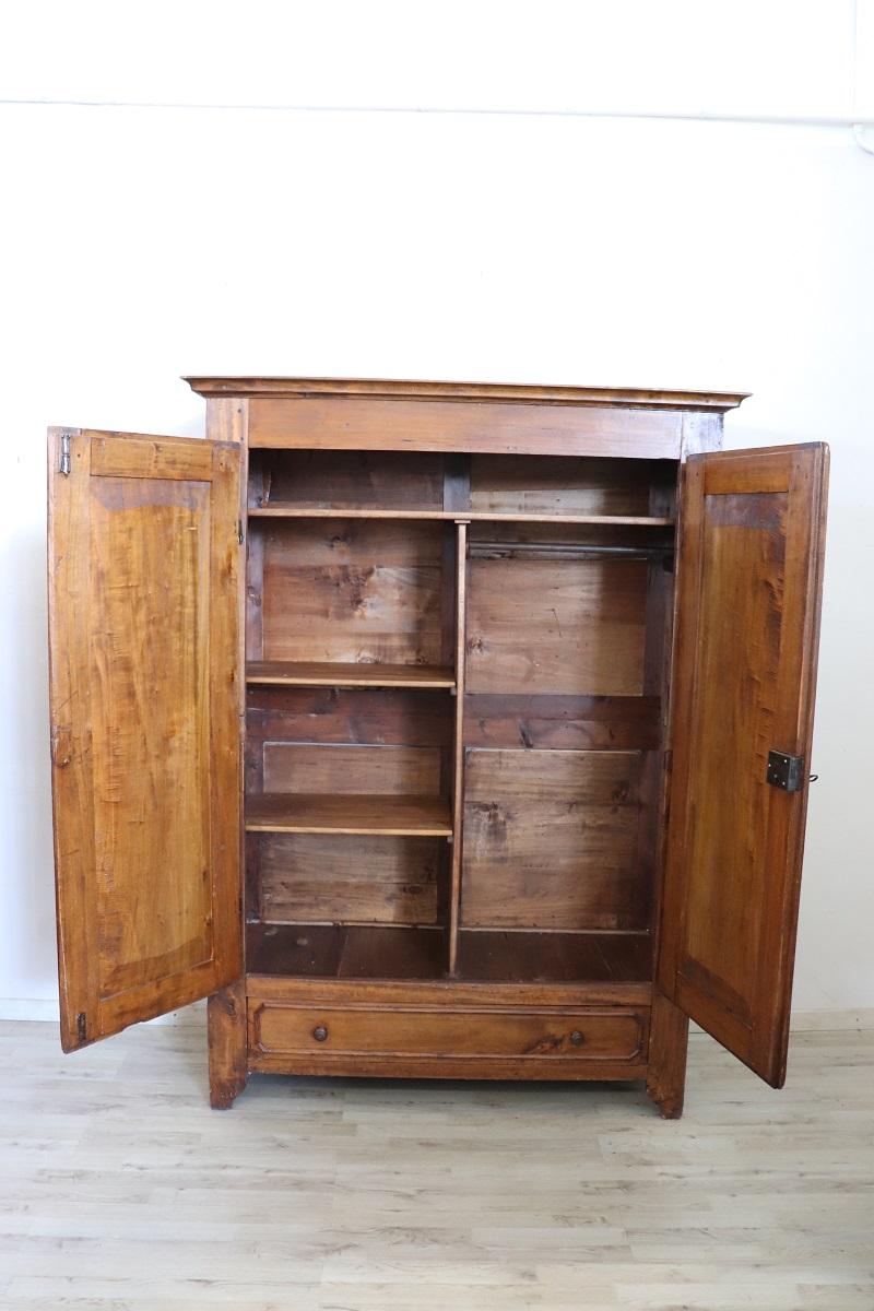 Peuplier 19th Century Louis Philippe Solid Poplar Wood Antique Wardrobe, Armoire en vente