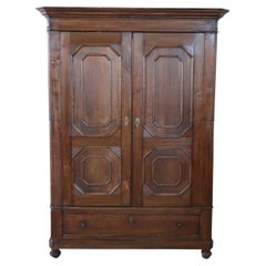 19th Century Louis Philippe Solid Poplar Wood Antique Wardrobe, Armoire 