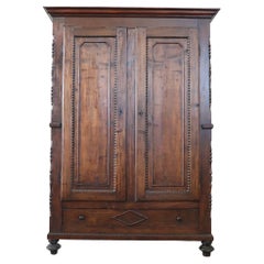 19th Century Louis Philippe Solid Poplar Wood Antique Wardrobe, Armoire