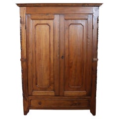 19th Century Louis Philippe Solid Poplar Wood Antique Wardrobe, Armoire