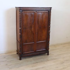 19th Century Louis Philippe Solid Walnut Antique Small Wardrobe