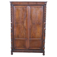 19th Century Louis Philippe Solid Walnut Antique Small Wardrobe
