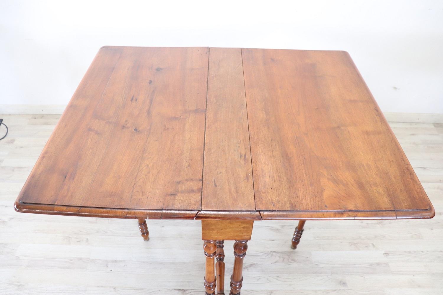 Italian 19th Century Louis Philippe Solid Walnut Antique Tilt-Top Table For Sale