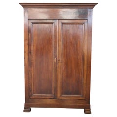 19th Century Louis Philippe Solid Walnut Antique Wardrobe or Armoire