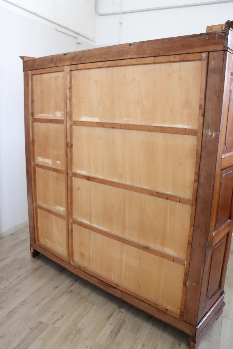 19th Century Louis Philippe Solid Walnut Wood Antique Large Wardrobe For Sale 8