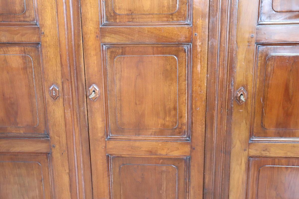 19th Century Louis Philippe Solid Walnut Wood Antique Large Wardrobe For Sale 3