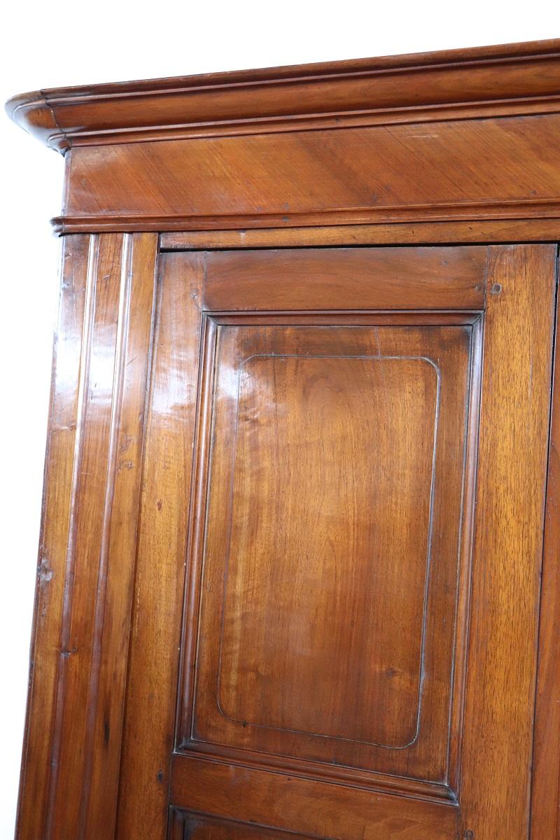 19th Century Louis Philippe Solid Walnut Wood Antique Large Wardrobe For Sale 4