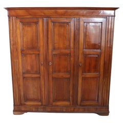 19th Century Louis Philippe Solid Walnut Wood Antique Large Wardrobe