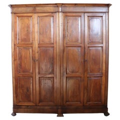 19th Century Louis Philippe Solid Walnut Wood Antique Large Wardrobe