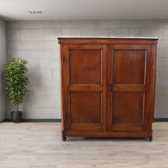 19th Century Louis Philippe Solid Walnut Wood Antique Small Wardrobe