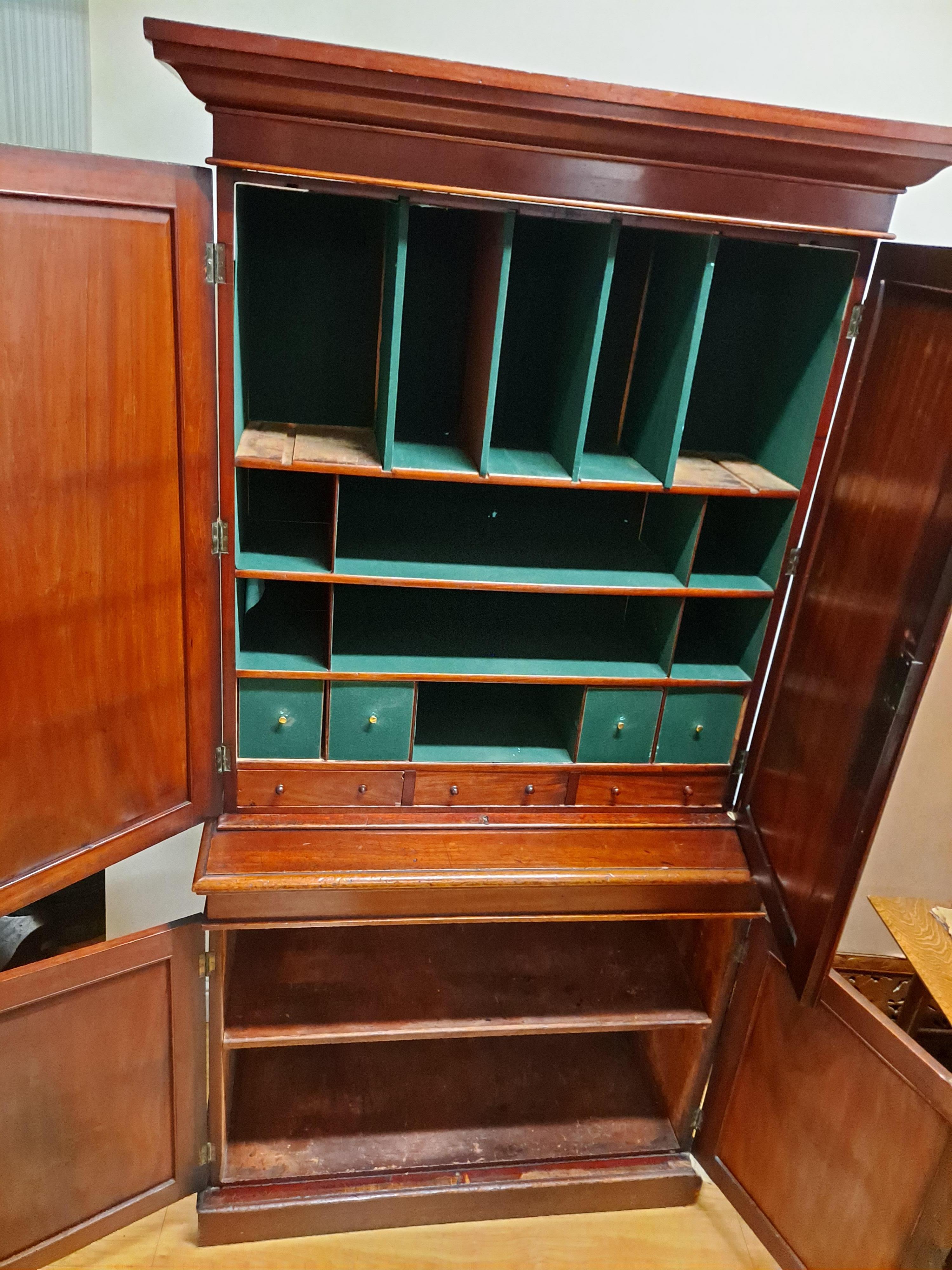 Wood 19th Century Louis Philippe Style 2-Body Storage/ Linen Press  For Sale