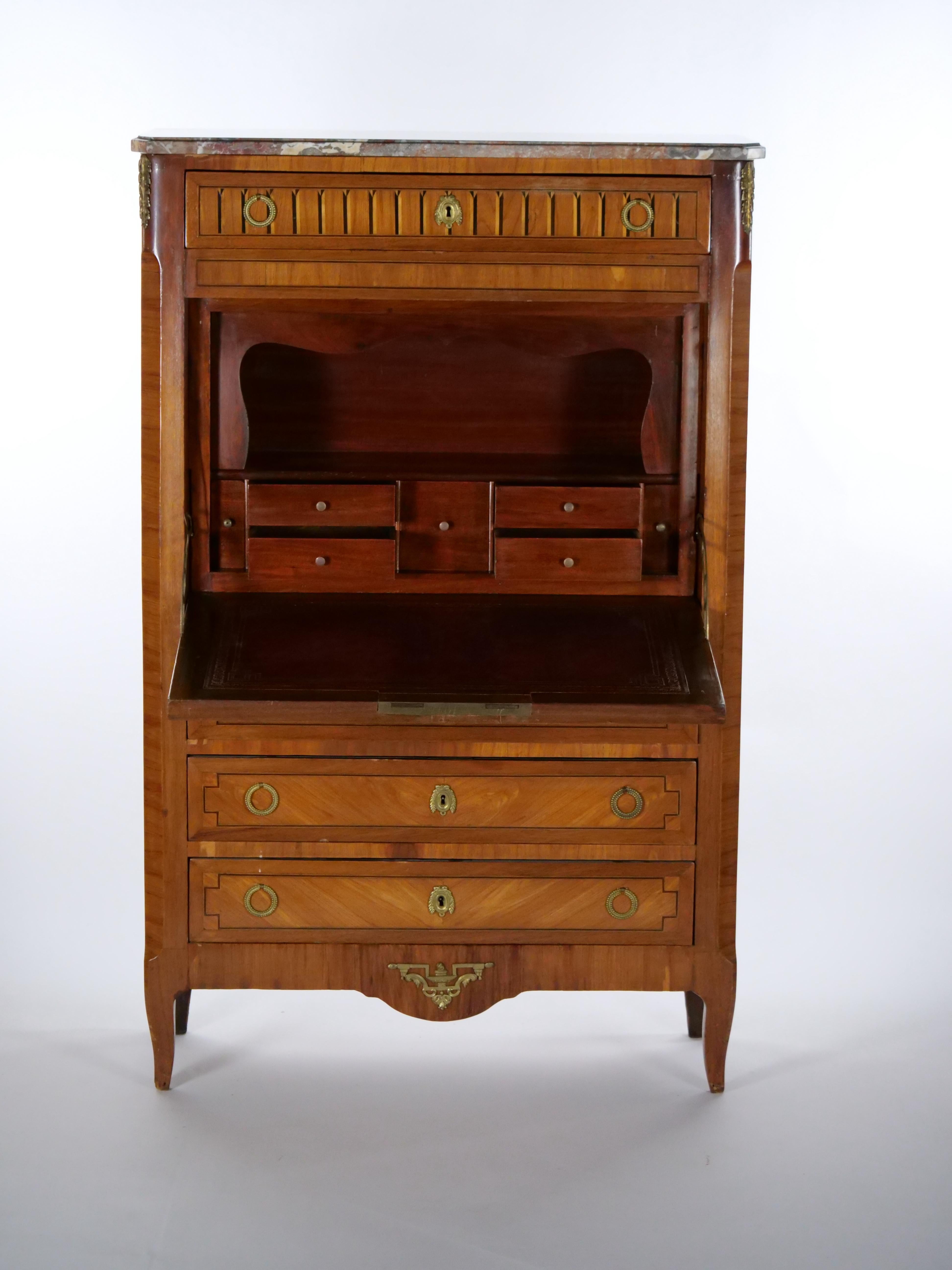 French 19th Century Louis Philippe Style Fall Front Secretary Chest For Sale