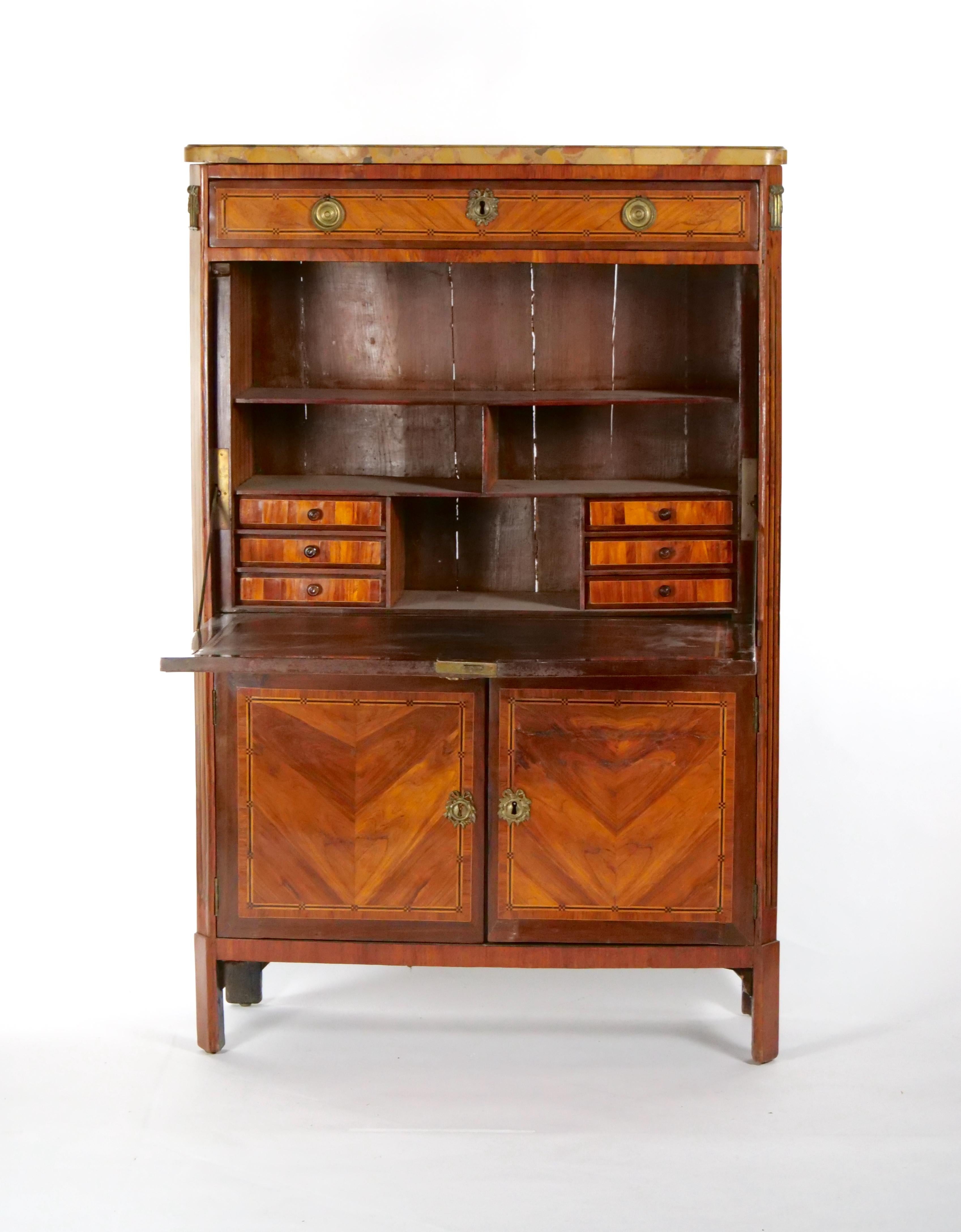 Louis XV 19th Century Louis Philippe Style Fall Front Secretary Chest For Sale