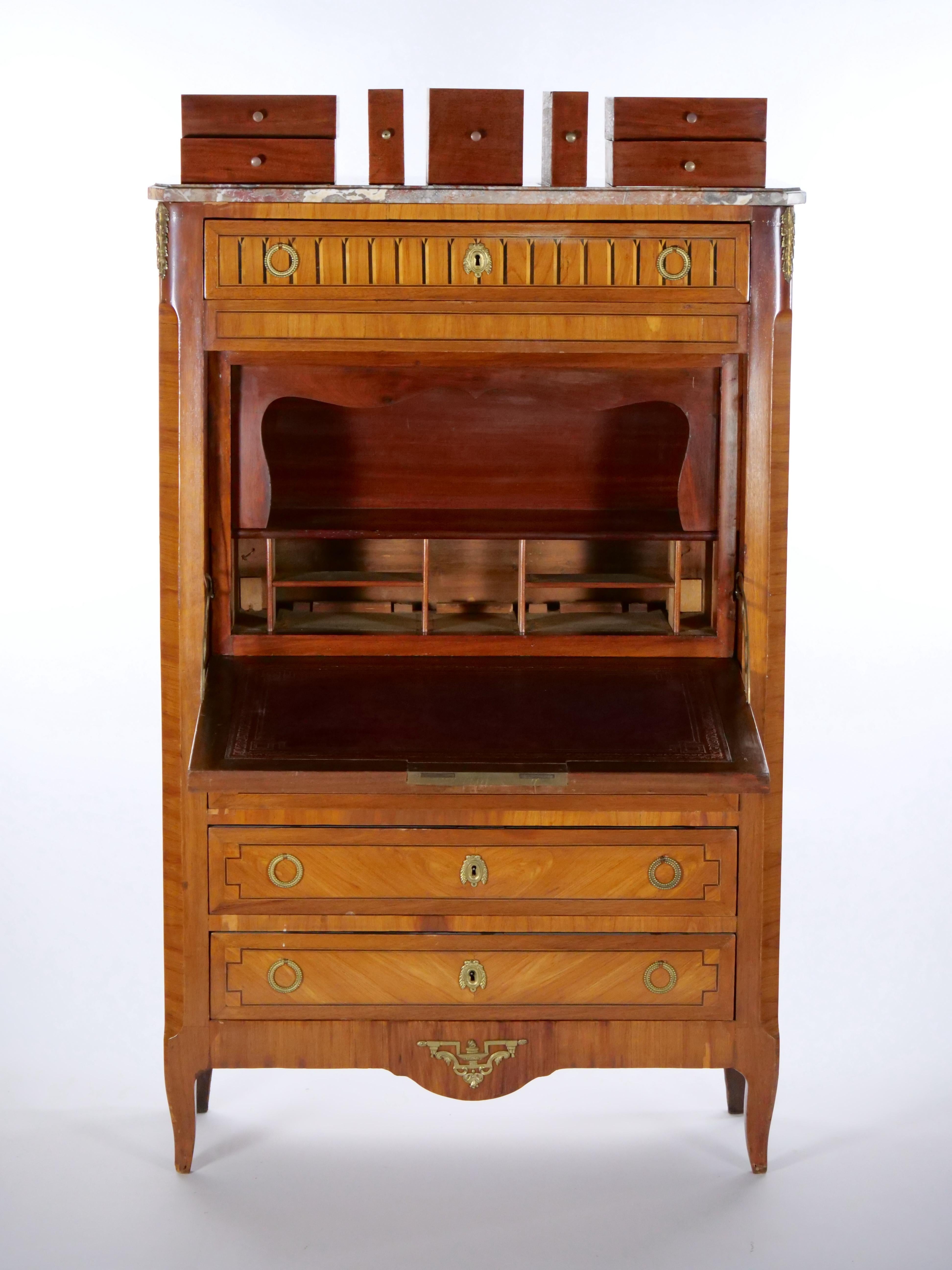 Hand-Crafted 19th Century Louis Philippe Style Fall Front Secretary Chest For Sale
