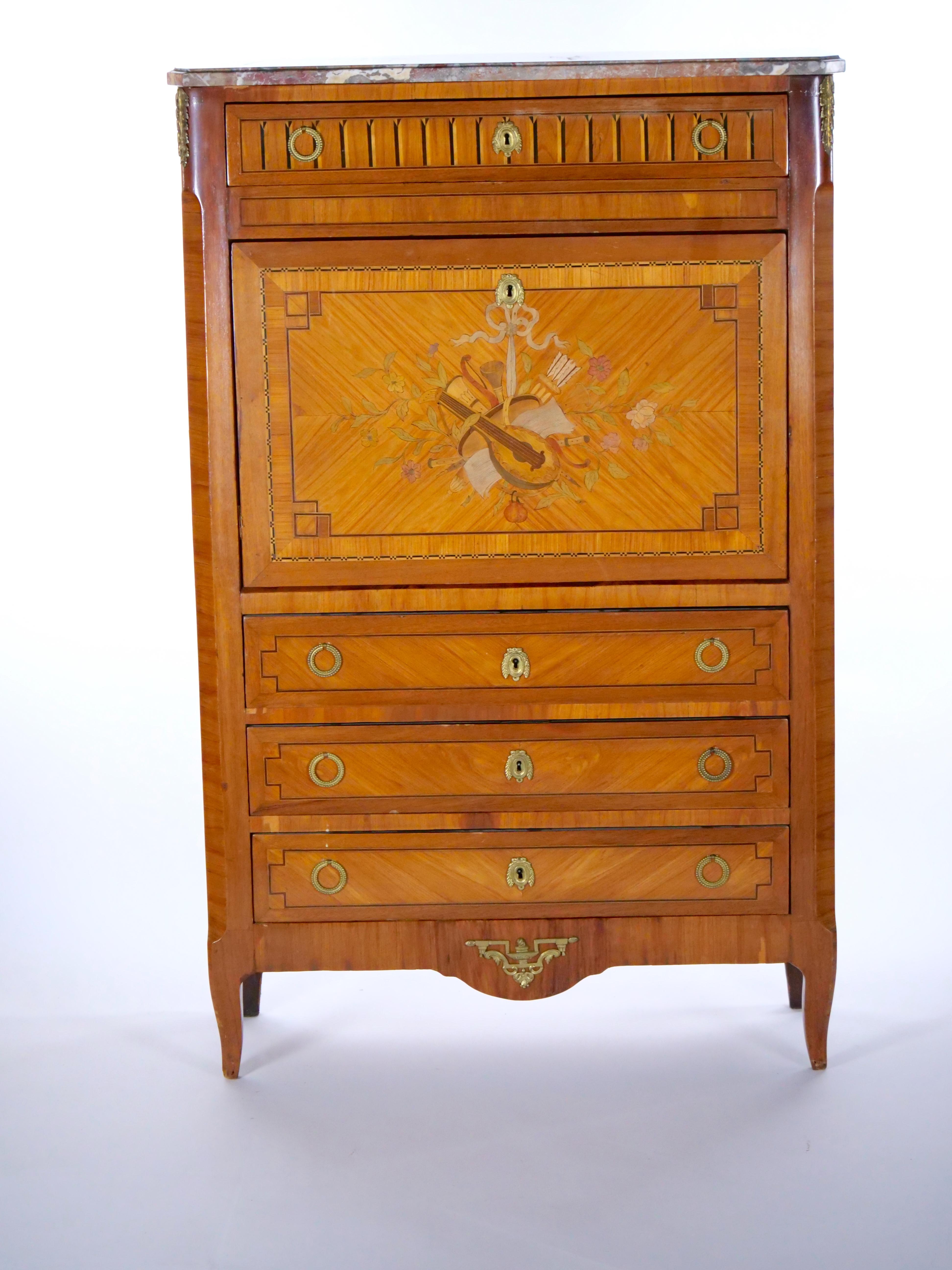 19th Century Louis Philippe Style Fall Front Secretary Chest In Good Condition For Sale In Tarry Town, NY