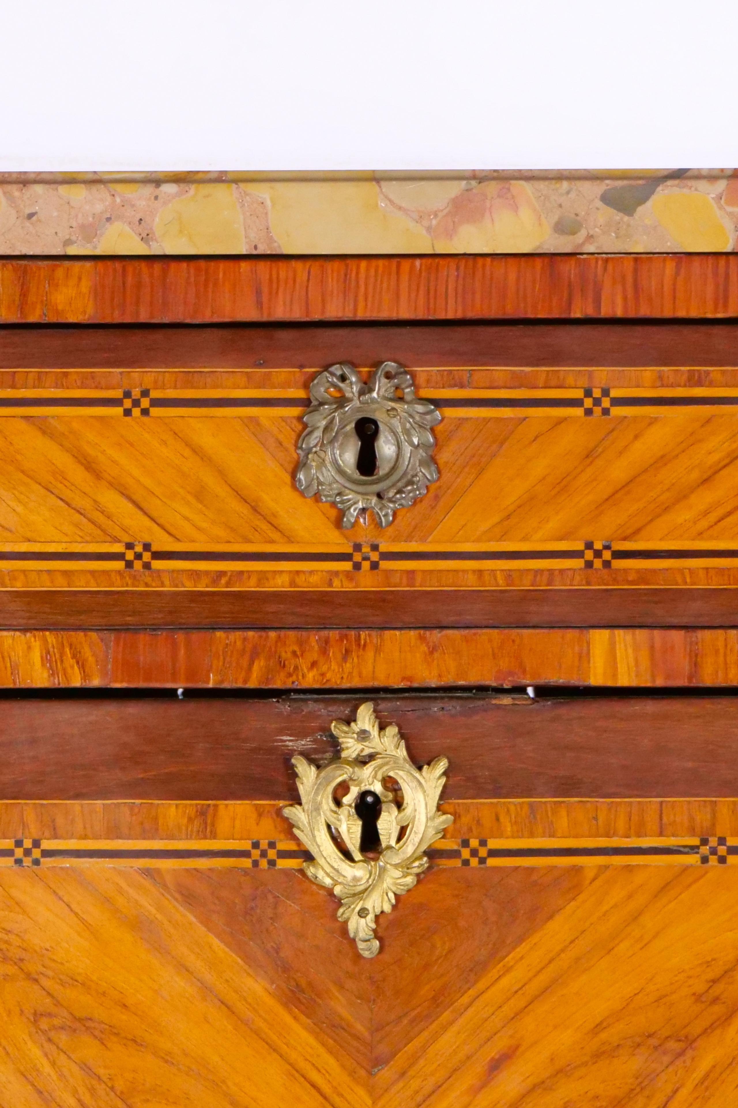 Hand-Carved 19th Century Louis Philippe Style Fall Front Secretary Chest For Sale