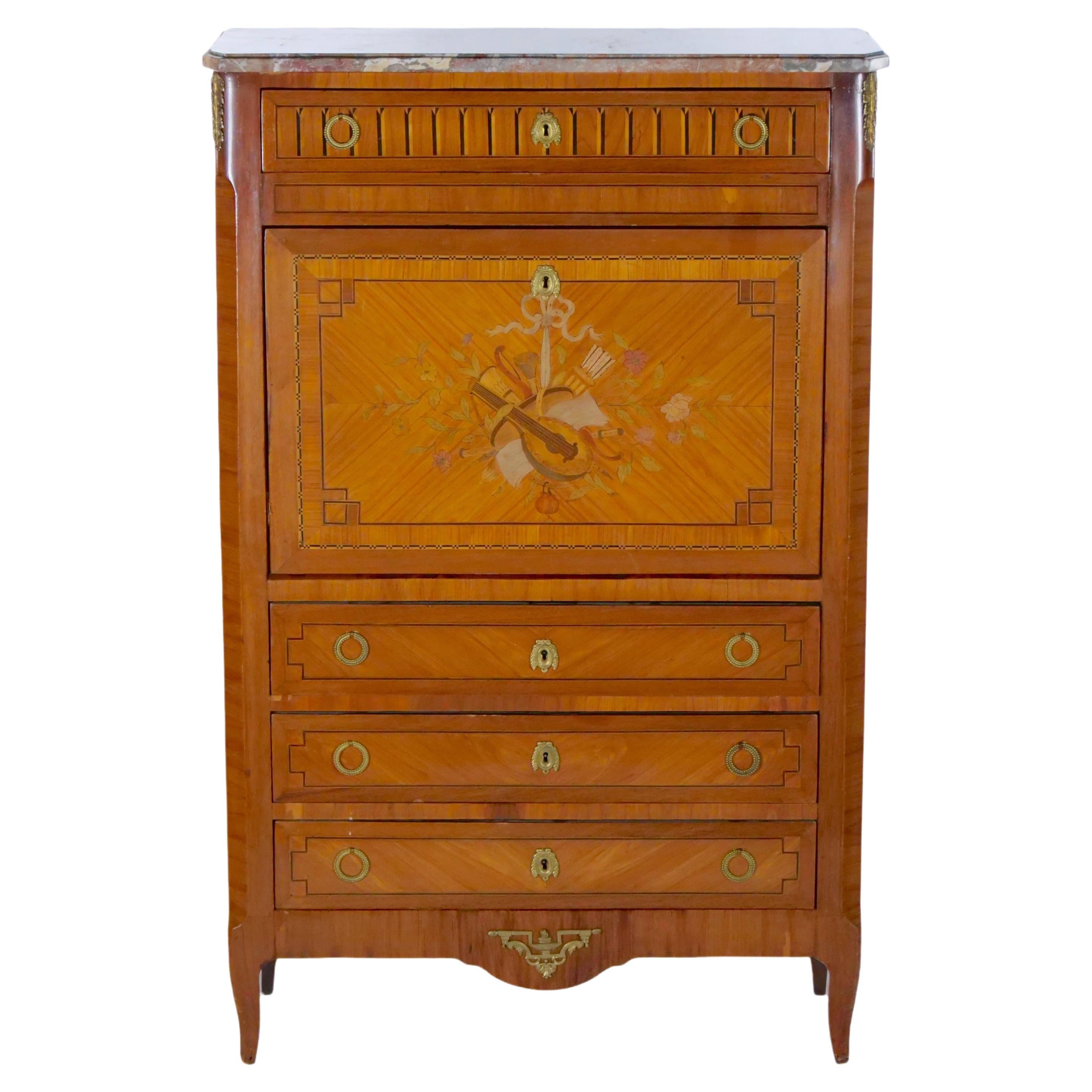 19th Century Louis Philippe Style Fall Front Secretary Chest