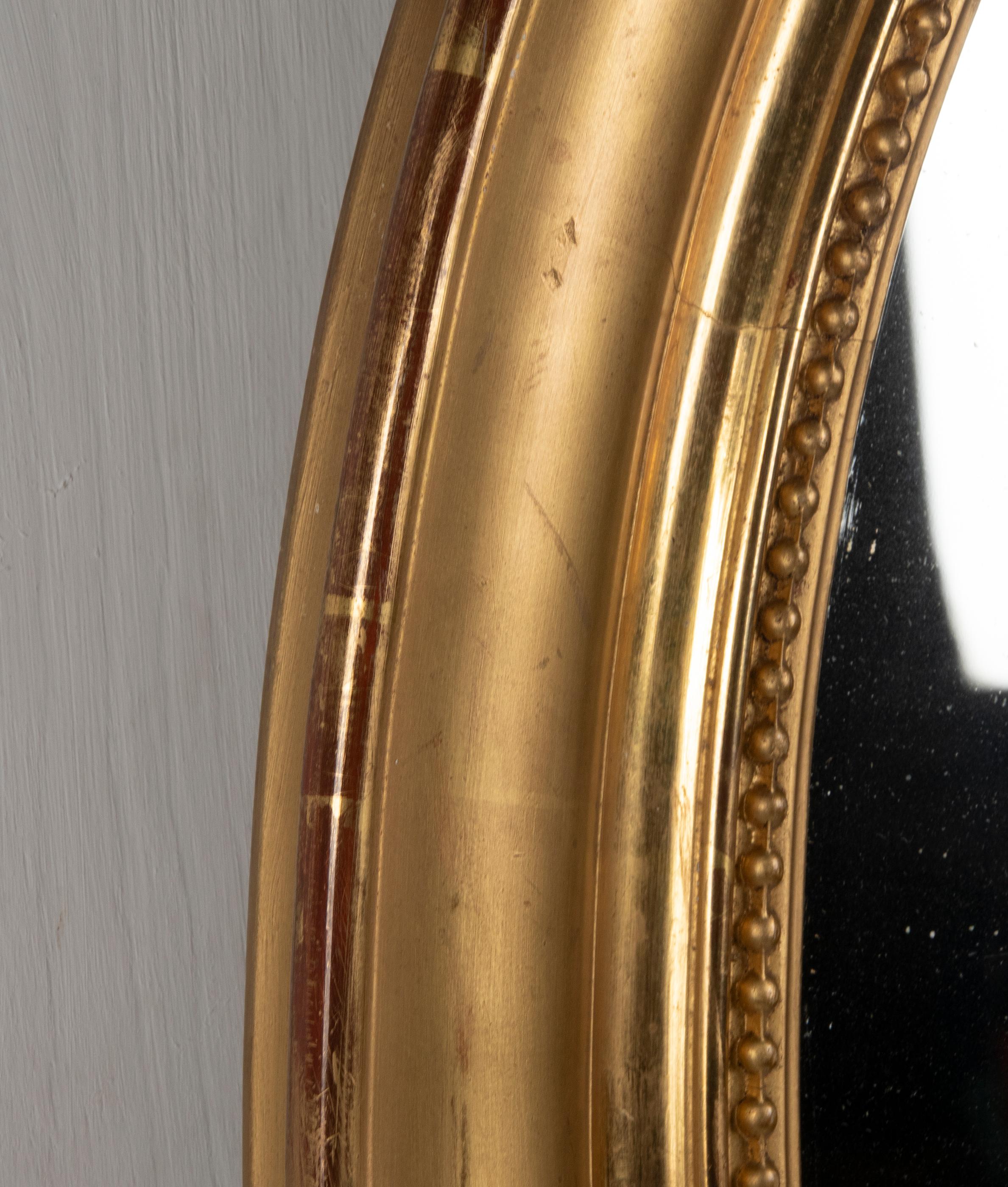19th Century Louis Philippe Style Gold Leaf Oval Mirror 3