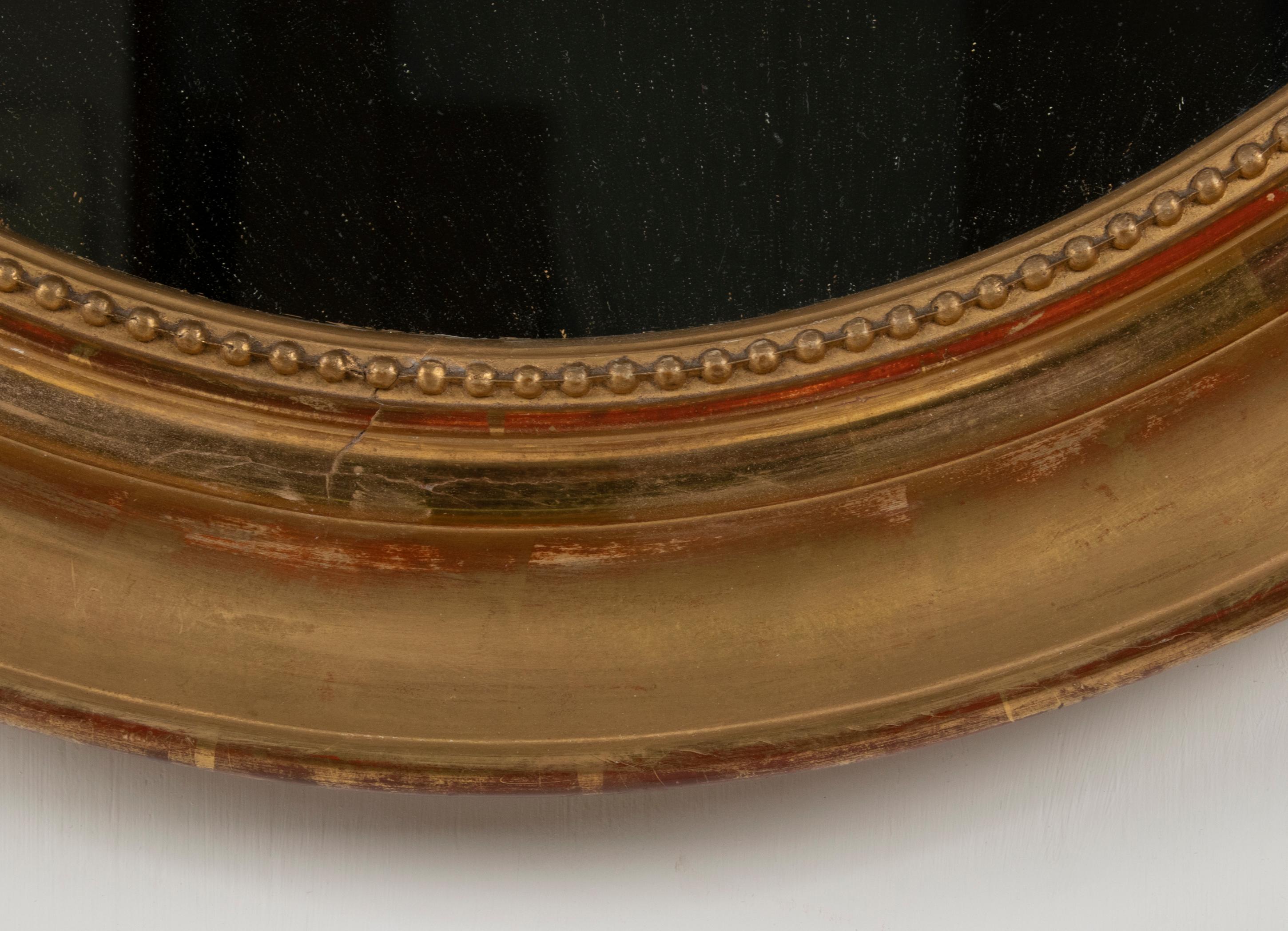 19th Century Louis Philippe Style Gold Leaf Oval Mirror 4
