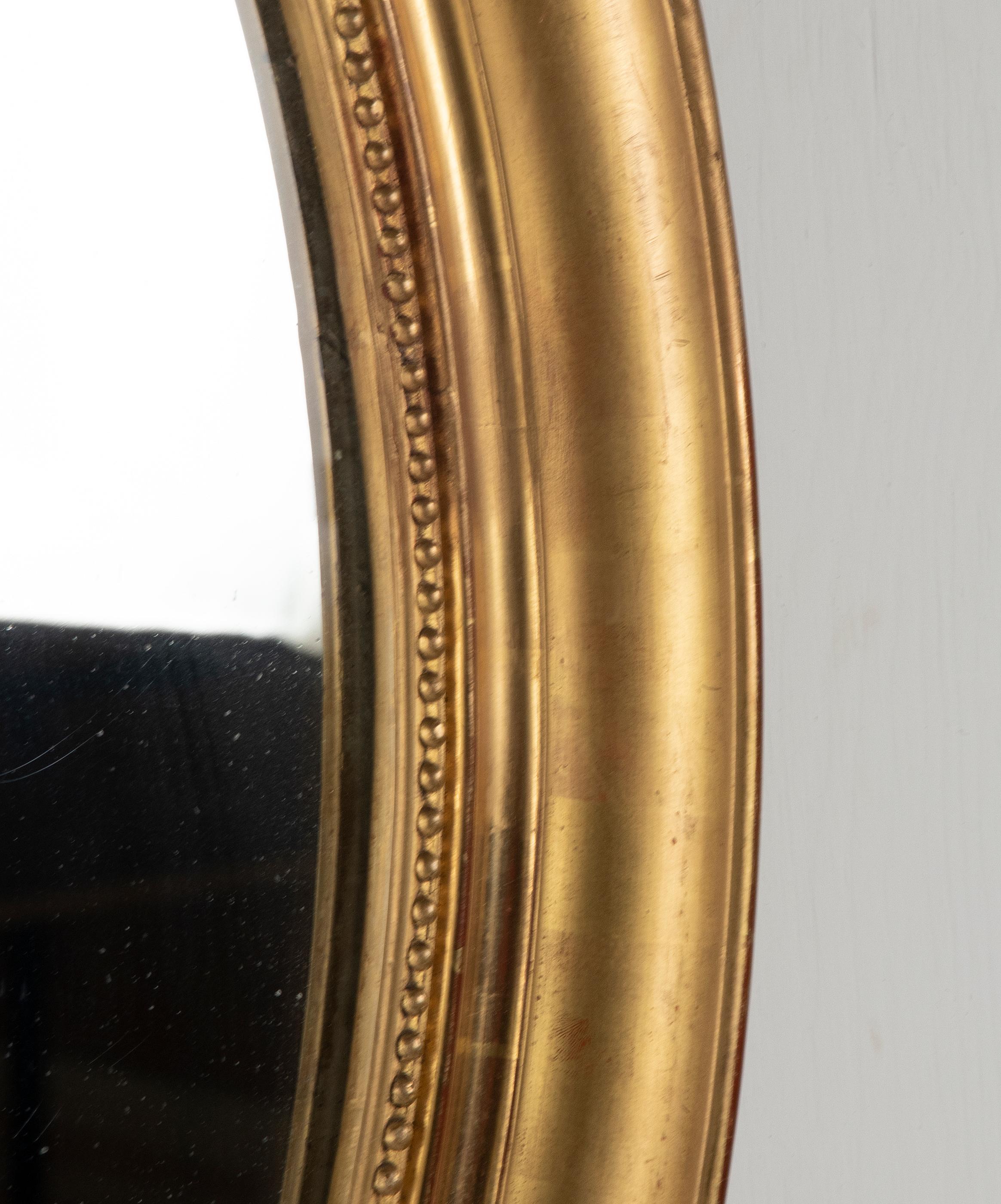 19th Century Louis Philippe Style Gold Leaf Oval Mirror 6