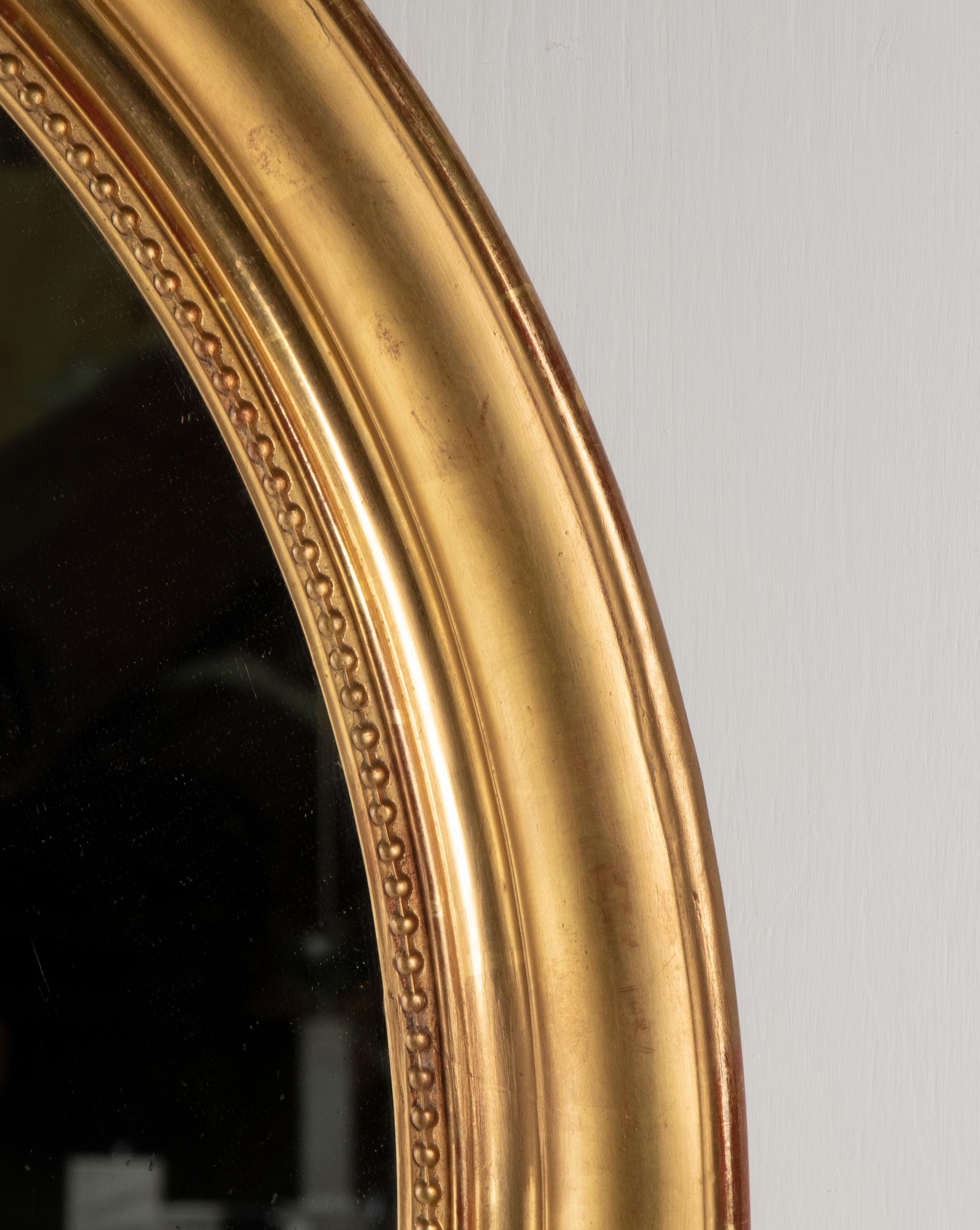 19th Century Louis Philippe Style Gold Leaf Oval Mirror 8