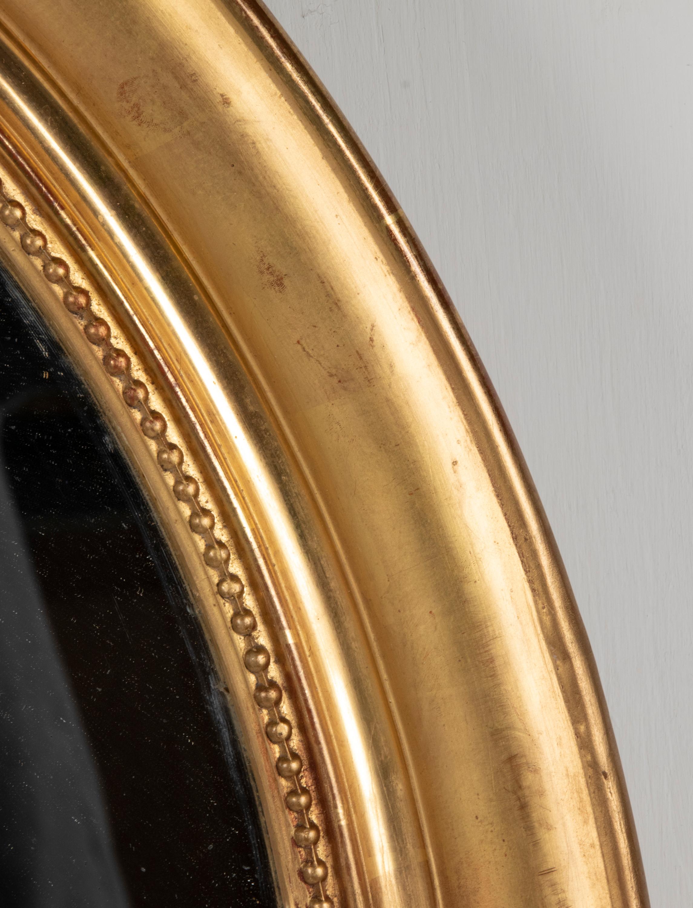 Late 19th Century 19th Century Louis Philippe Style Gold Leaf Oval Mirror