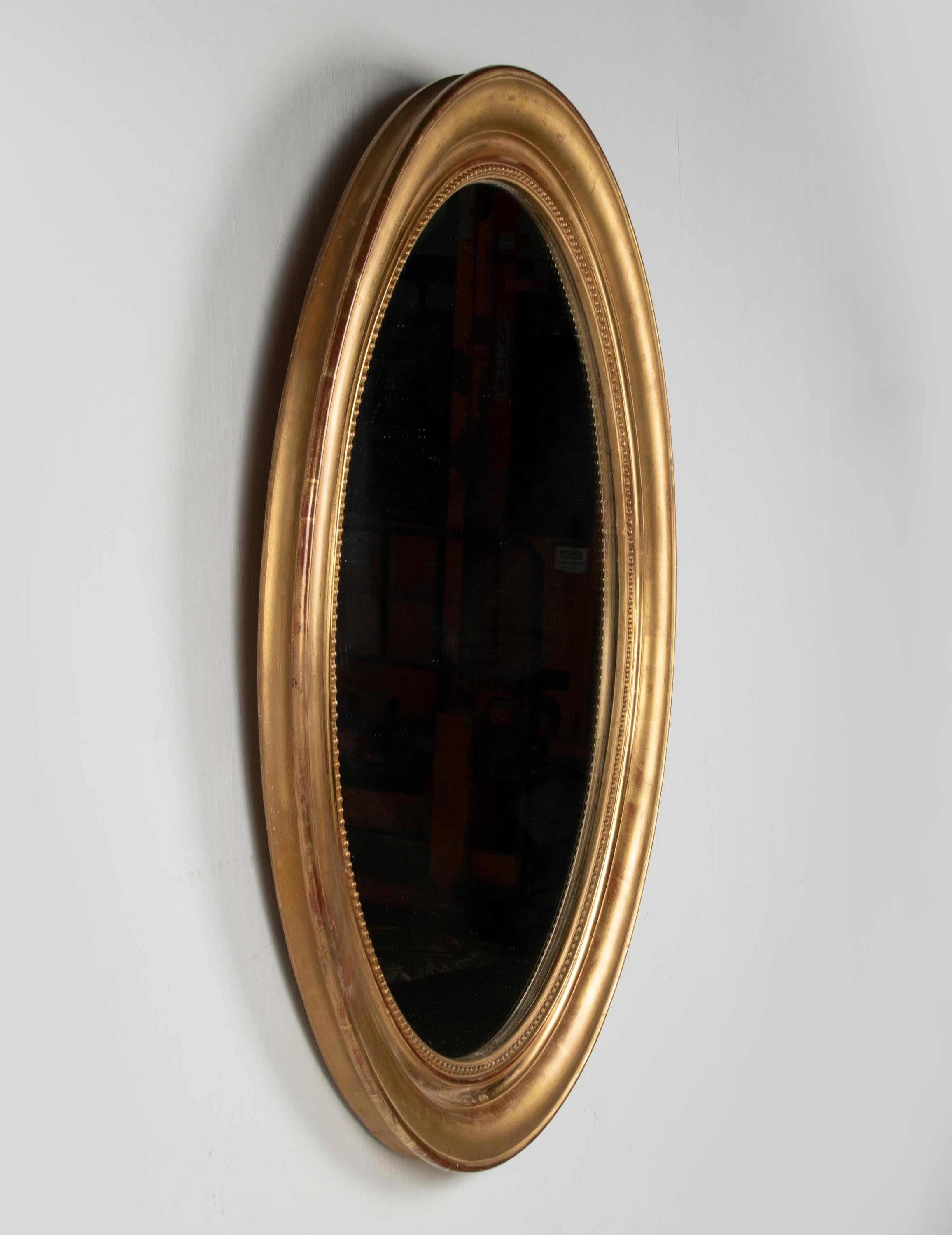 Pine 19th Century Louis Philippe Style Gold Leaf Oval Mirror