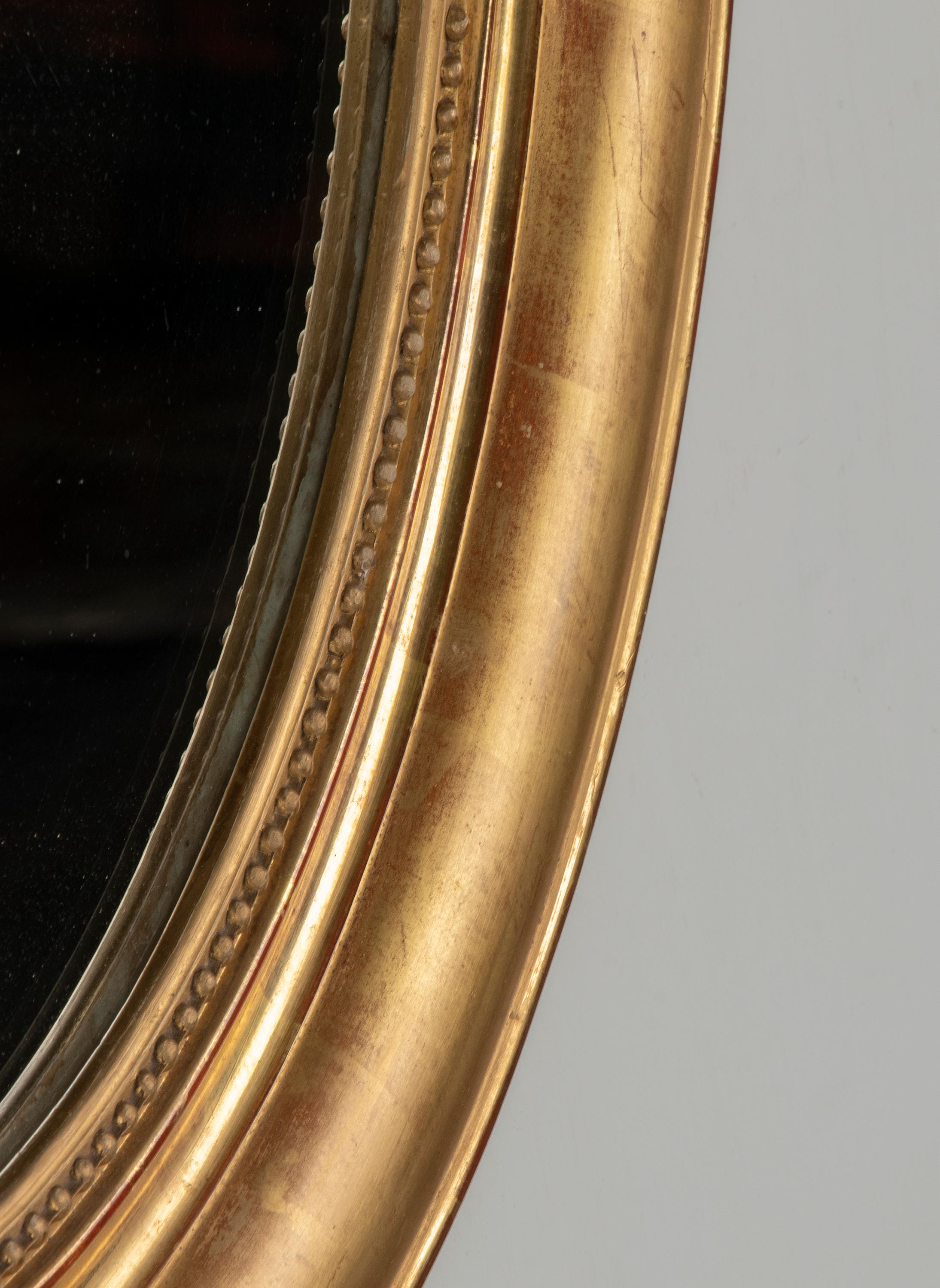 19th Century Louis Philippe Style Gold Leaf Oval Mirror 1