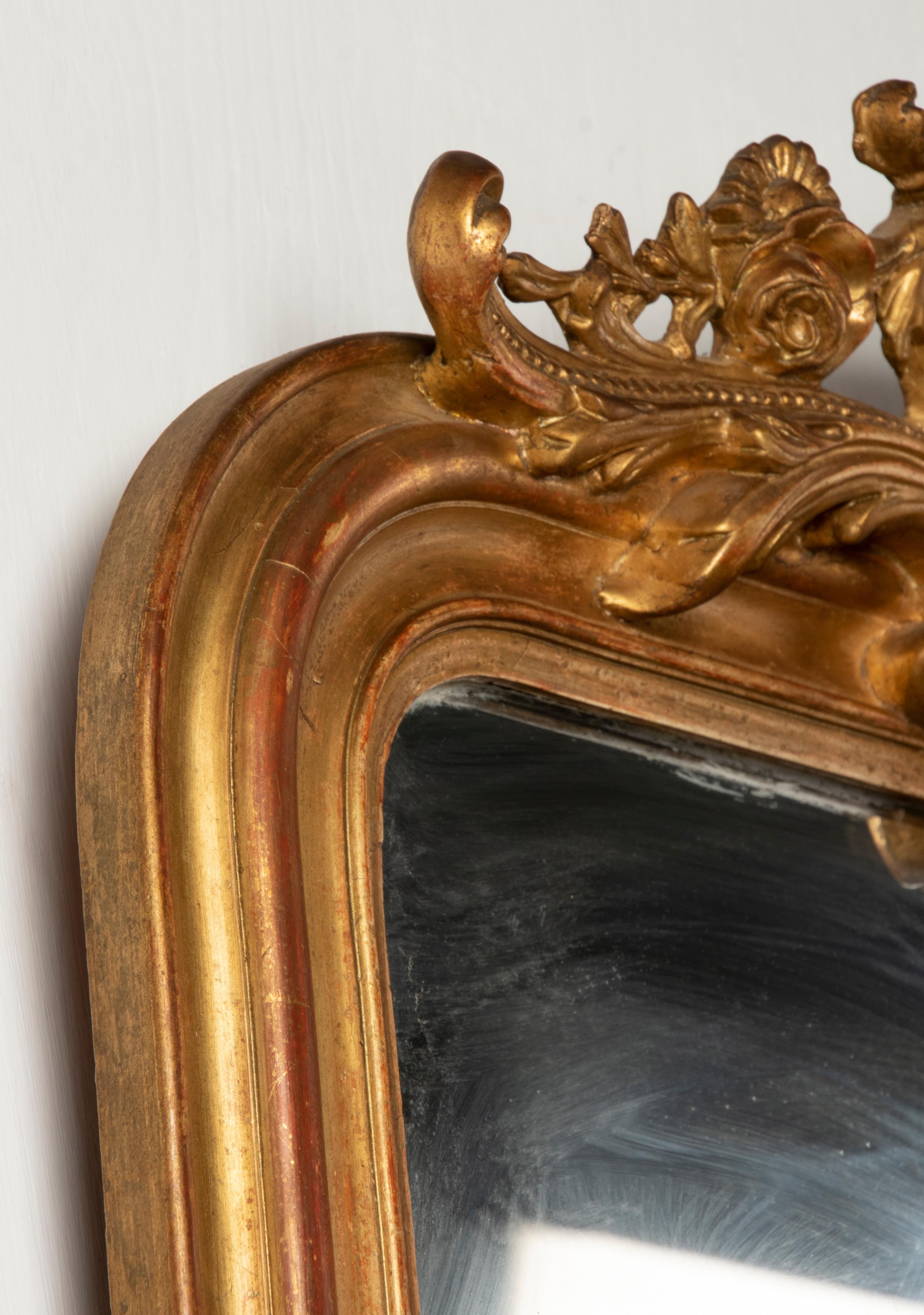 19th Century Louis Philippe Style Gold Leaf Wall Mirror 9
